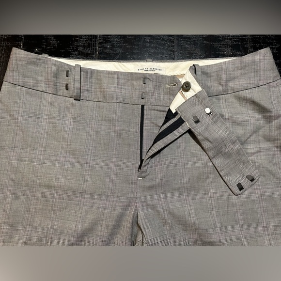 Banana Republic Martin Fit gray plaid cuffed wide leg trousers 16L - Picture 5 of 9